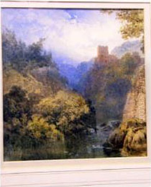 Landscape With Castle Oil Painting by Edward M. Richardson