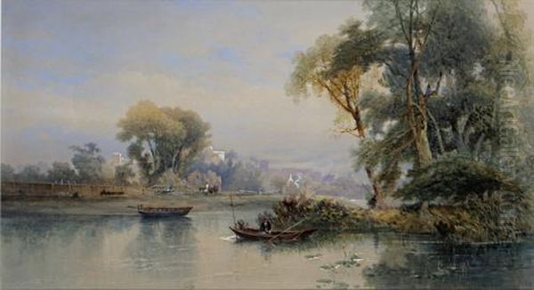 A View On The Thames Near Windsor Oil Painting by Edward M. Richardson