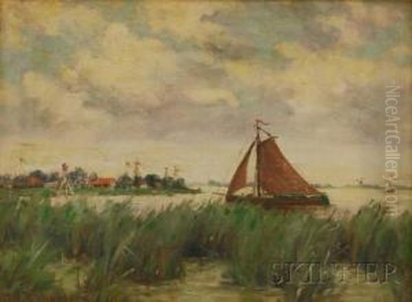 Windy Day - Holland Oil Painting by Francis Henry Richardson