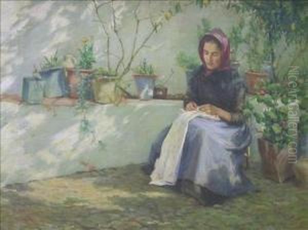 In The Garden Oil Painting by Francis Henry Richardson