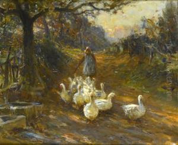 The Goose Girl Oil Painting by Frederick Stuart Richardson