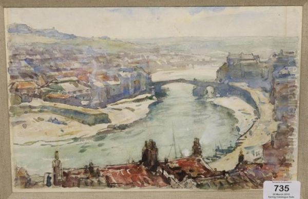 View Of The River Esk At Whitby Oil Painting by Frederick Stuart Richardson