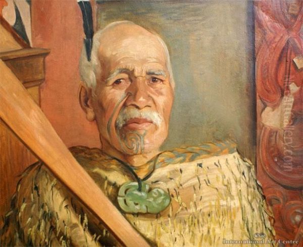 Maori Portrait Oil Painting by Harry Linley Richardson