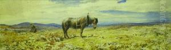 Plough Horse And Farmer On Moorland Oil Painting by Henry Burdon Richardson