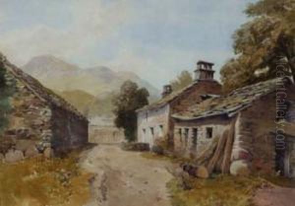 Seathwaite Farm Borrowdale Oil Painting by John Isaac Richardson