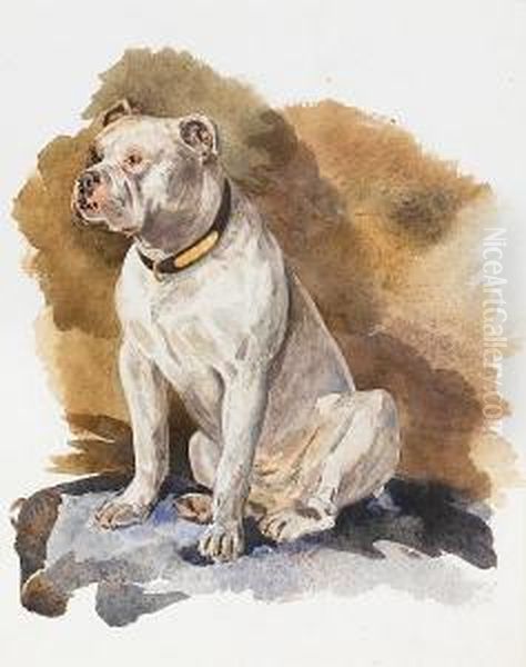 A Portrait Of An English Bull Terrier Oil Painting by John Isaac Richardson