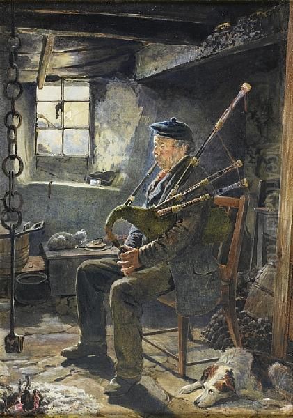 Tuning Up The Pipes Oil Painting by John Isaac Richardson