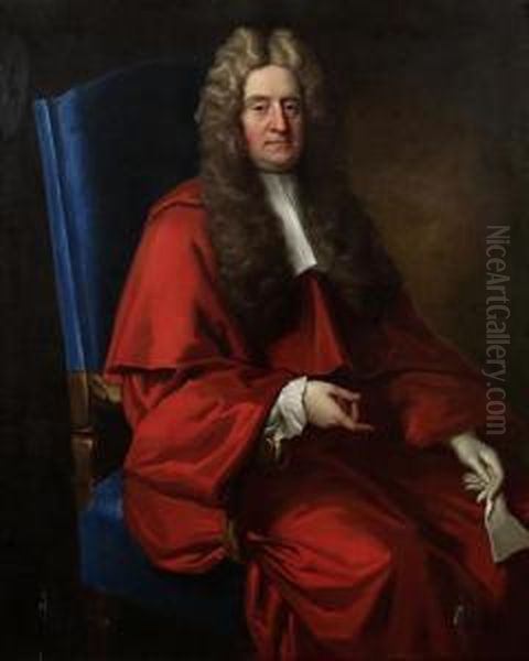 Portrait Of Sir Joseph Jekyll, Three-quarter-length, Seated, Dressed As A Sergeant At Law Oil Painting by Richardson. Jonathan