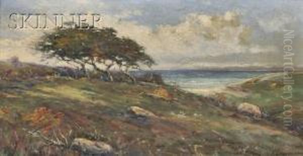 Coastal View With Windswept Pine, Autumnfoliage Oil Painting by Louis H. Richardson