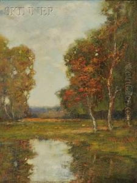 Autumn View With Stream Oil Painting by Louis H. Richardson