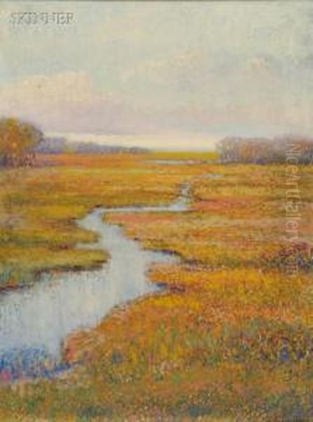 Marshes In Autumn Oil Painting by Louis H. Richardson