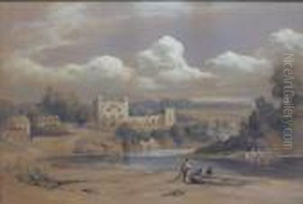 Bywell Castle Oil Painting by Thomas Miles Richardson