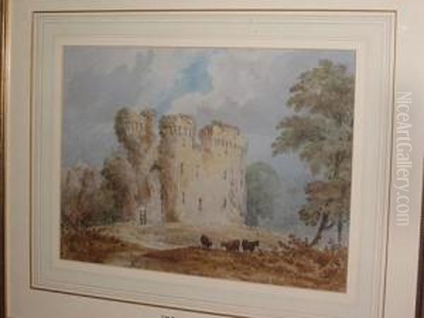 Castle Ruins With Figures Before Oil Painting by Thomas Miles Richardson