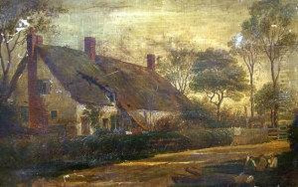 A Cottage Near Bishop Stortford Oil Painting by William Richardson