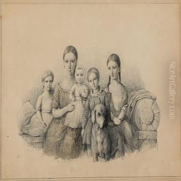 Siblings From The Zytphen Adeler Family Oil Painting by Ferdinand Reichardt