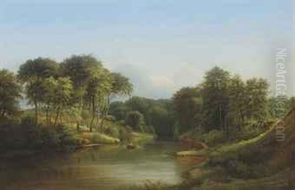 A Row On The River Oil Painting by Ferdinand Reichardt