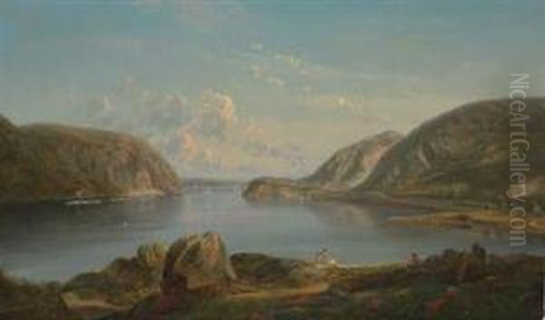 View Of The Narrows, Hudson River, New York Oil Painting by Ferdinand Reichardt