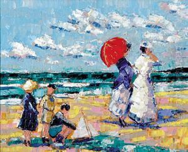 At The Seaside Oil Painting by Jules Richaud