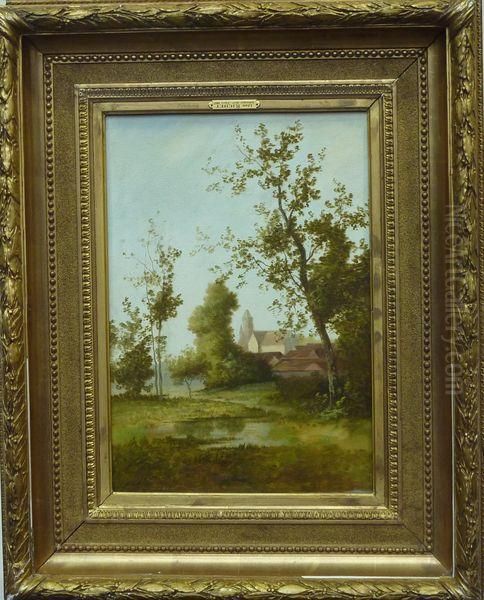 Le Village A Travers Les Arbres Oil Painting by Leon Richet