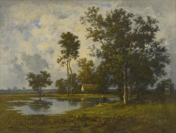 Landscape With A Quiet Pool Oil Painting by Leon Richet