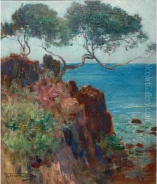 The Rocky Coast Oil Painting by Herman Richir