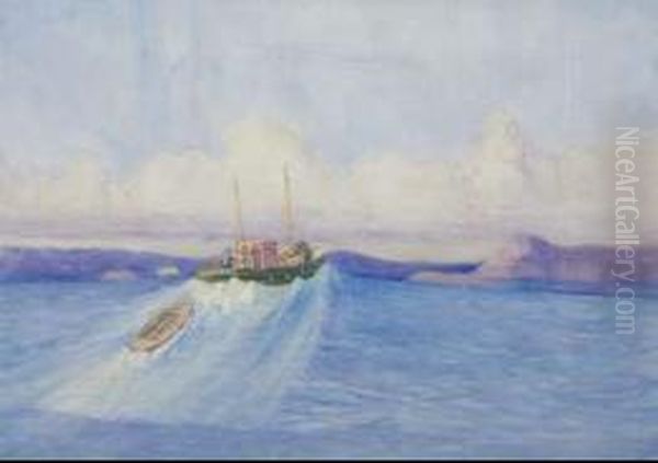 Riding The Swell, Wellington Harbour Oil Painting by Dorothy Kate Richmond