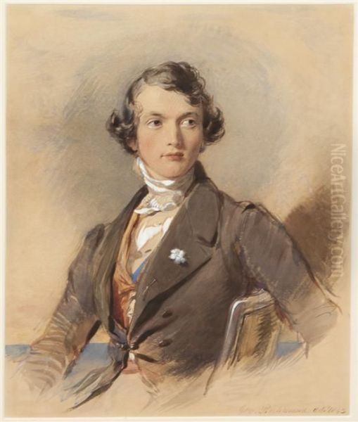 Portrait Of A Young Man With A Boutonniere Oil Painting by George Richmond