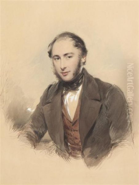 Portrait Of A Gentleman With Sideburns Oil Painting by George Richmond