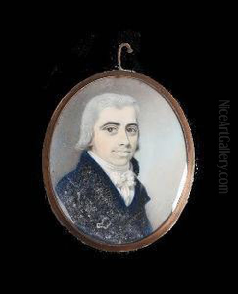 A Regency Oval Miniature Of A Gentleman Oil Painting by Thomas Richmond