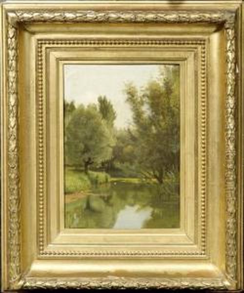 Landscape With A Pond Oil Painting by Jules Richomme