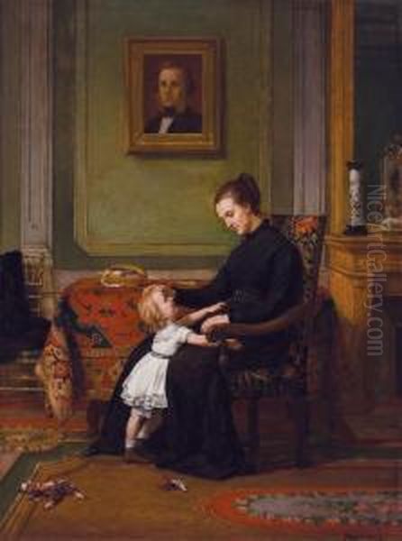 Mother And Child Oil Painting by Jules Richomme