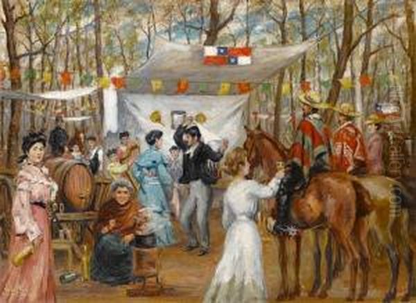 A Celebration In Chile Oil Painting by Richard Louis G. Richon-Brunet