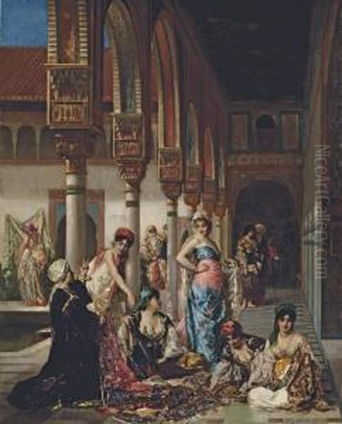 The Silk Merchant Oil Painting by Edouard Frederic Wilhelm Richter