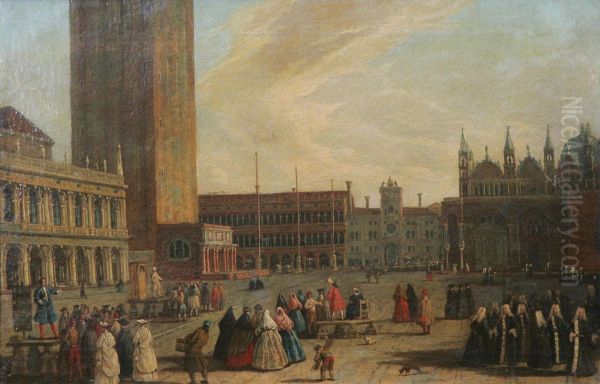 Vy Over Markusplatsen, Venedig Oil Painting by Giovanni Richter