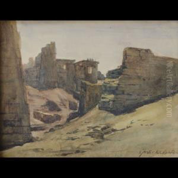 Veduta Orientalista Con Rovine Oil Painting by Gustav Karl Richter