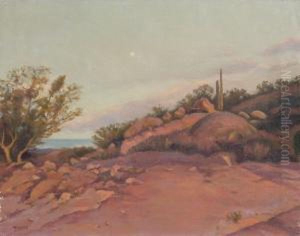 Desert Twilight Oil Painting by Hermann Richter