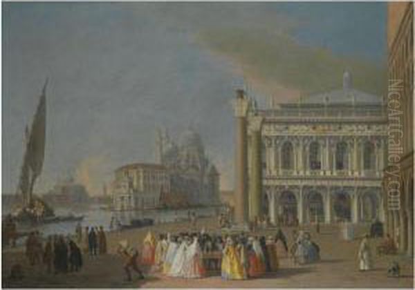 Venice, A View Of The Molo Oil Painting by Johann Richter