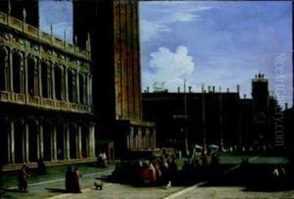 Venezia, Veduta Della Piazzetta Con Piazza San Marco Sullo Sfondo Oil Painting by Johann Richter