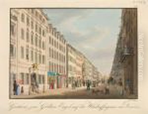 Gasthof Zumgoldenen Engel Auf Der Wilsdruffer Gasse Oil Painting by Johann Heinrich Richter