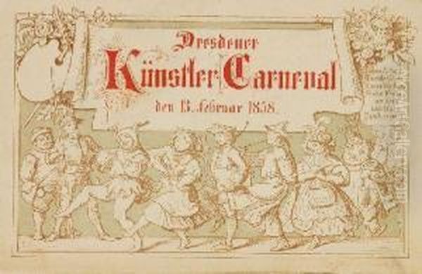 Dresdener Kunstler Carneval Oil Painting by Adrian Ludwig Richter