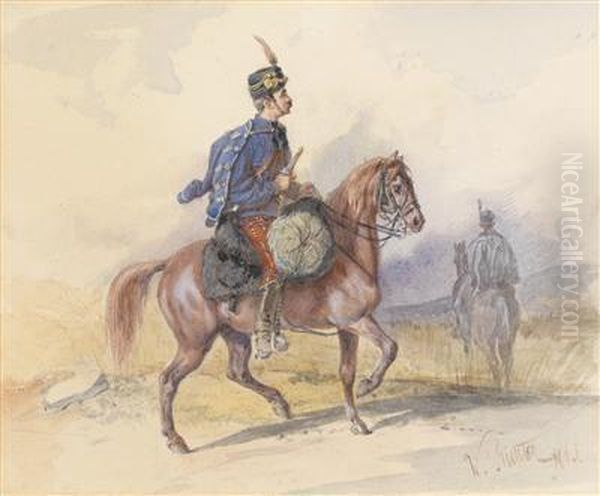 A Hungarian Rider Oil Painting by Wilhelm Richter