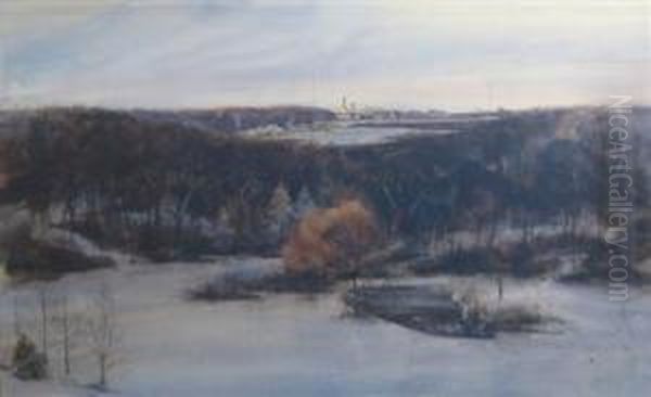 Winter Landscape Oil Painting by Paul Ricken