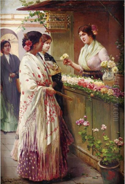 The Flower Seller Oil Painting by Jose Rico Y Cedujo