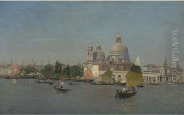 View Of The Bacino Di San Marco With The Basilica Di Santa Mariadella Salute Oil Painting by Martin Rico y Ortega