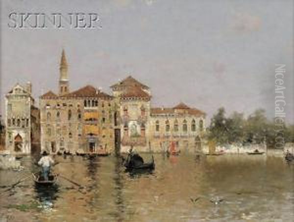 Venetian Canal View Oil Painting by Martin Rico y Ortega