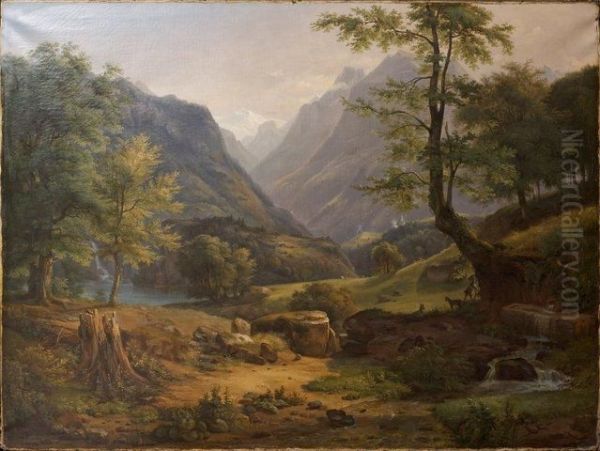 Paysage De Suisse Oil Painting by Francois Edme Ricois