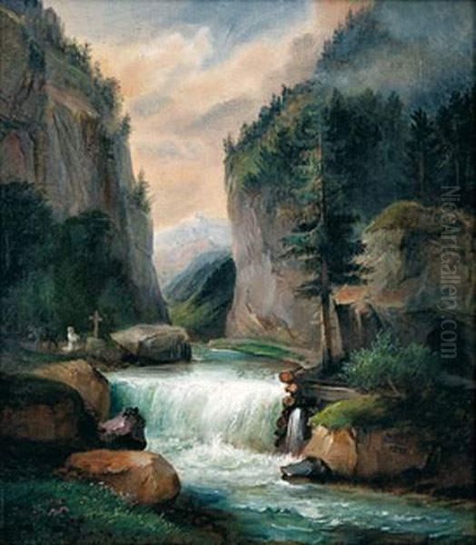 Paysage De Montagne Oil Painting by Francois Edme Ricois