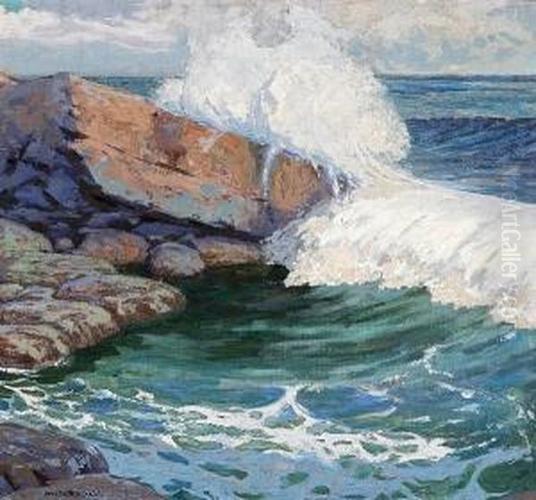 Breaking Wave Oil Painting by William Wallace Riddell