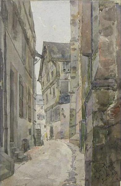 Laval, La Rue Trouvee Oil Painting by Leopold Ridel