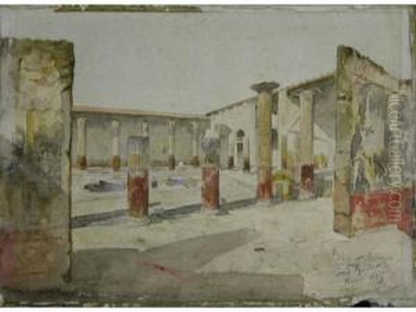 Pompei, La Maison De Meleagre. Oil Painting by Leopold Ridel